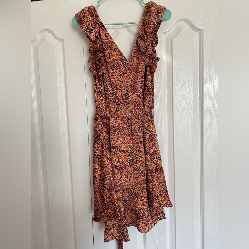 Express Multicolor Ruffle Wrap Dress - Picture 2 of 6